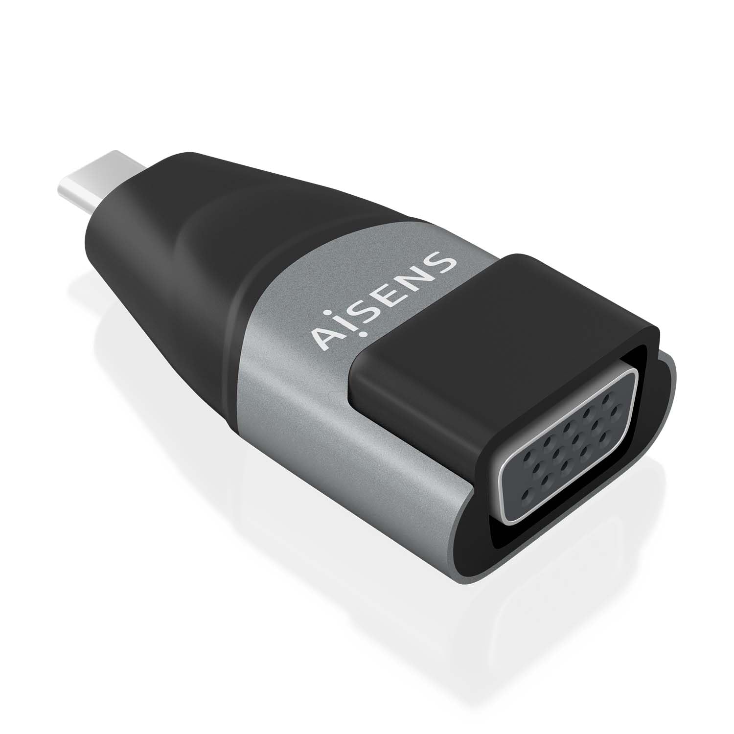 AISENS CONVERTER ADAPTER ALUMINIUM USB-C/M TO VGA HDB15/H GREY
