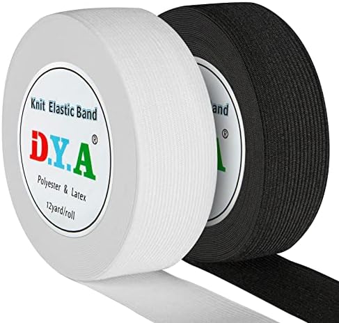 DYA Elastic Bands for Sewing 1 Inch x 24 Yards Knit Elastic Spool High Elasticity, Total 2 Roll, 12 Yards/Roll (Black and White,1 Inch)