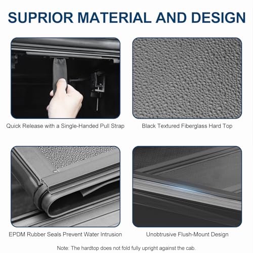 FASTFIT HTL Low-Profile Hard Tri-Fold Tonneau Cover for 2024-2025 Ford Ranger, 5 ft (61in) Truck Bed - Image 5