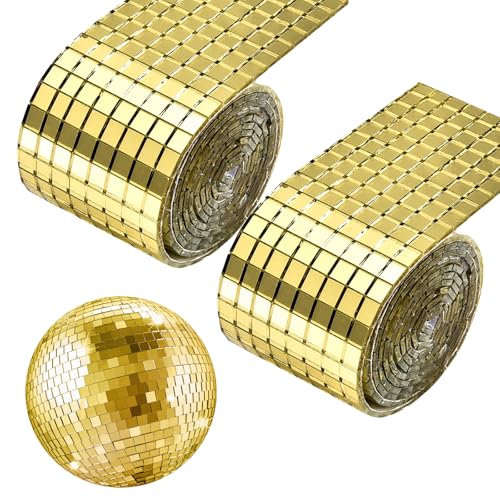 CPYJW 2 Rollen 3200 Stück Spiegelfliesen Selbstklebend,Discokugel Deko Selbstklebende Mosaikfliesen Quadratische Glasspiegel 5 X 5 mm Glas für KTV Hause DIY Handwerk Dekoration (Gold) CPYJW 2 Rollen 3200 Stück Spiegelfliesen Selbstklebend,Discokugel Deko Selbstklebende Mosaikfliesen Quadratische Glasspiegel 5 X 5 mm Glas für KTV Hause DIY Handwerk Dekoration (Gold)