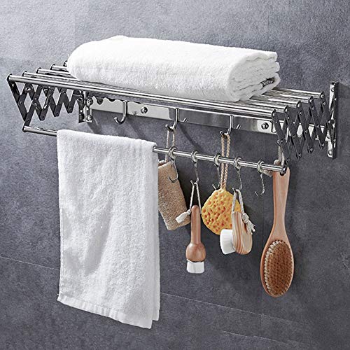 Porte-serviette pour salle de bain 80 cm résistant à la rouille et pliant - 4