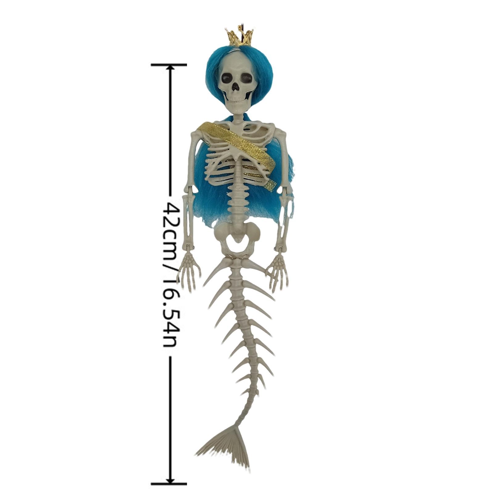 Squelette De Sirène Articulé 42 Cm - Décoration Halloween Suspendue Effrayante - Grandes Articulations Mobiles - Accessoire Fantôme Réaliste Pour Fête