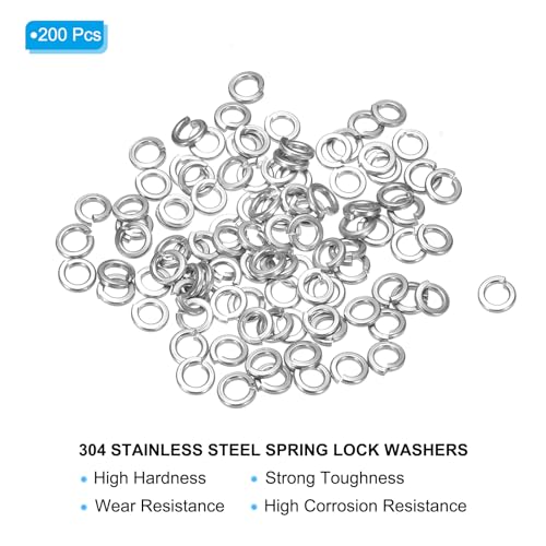 PATIKIL 1/8 Federring, 200er Packung 304 Edelstahl Sprengring Federringe Elastische Dichtungsmetallunterlegscheiben für Schrauben und Bolzen (M3)