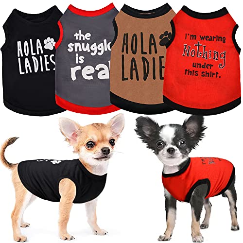 4 Pieces Fall Dog Shirt for Small Dogs, Tiny Dog Clothes Outfit, Yorkie Teacup Chihuahua Extra Small Male Clothes, Summer Pet Cat Clothing (X-Small)