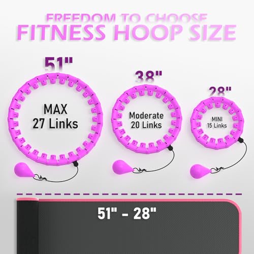 Weighted Hula Circle for Adults Weight Loss, Infinity Fitness Hoop Plus Size 51 Inch with Sweat Belt, Include 27 Detachable Links and Waist Trainer for Women2