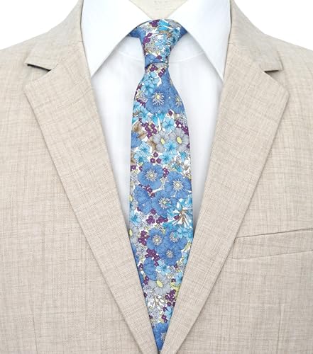 Image of BELLUNO Men's Cotton Floral Skinny Tie, 2.5 inch Width, with Gift Box