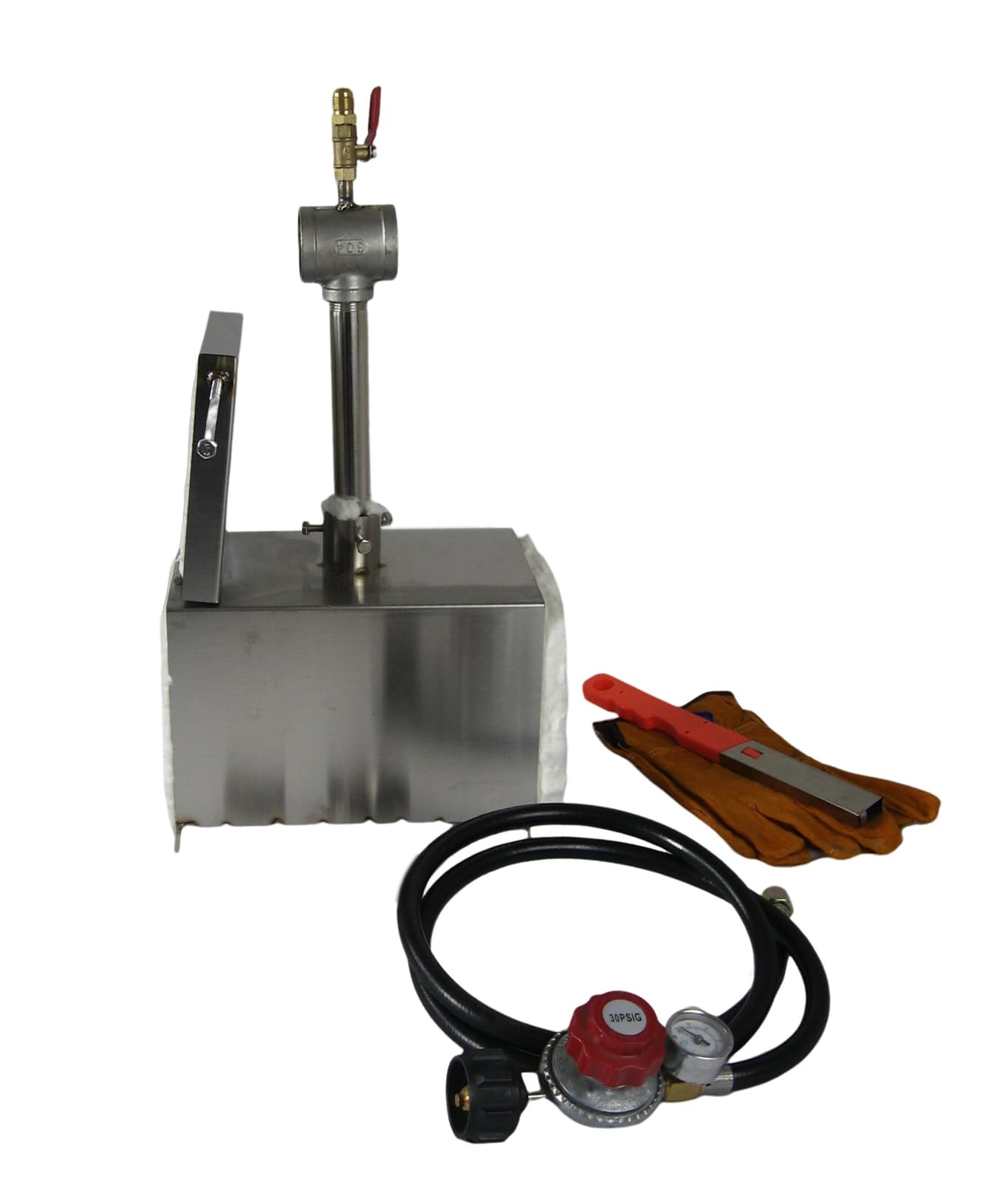 LSMIITTH Portable Propane Gas Forge with Door Single Burner Knife Making Tool for Blacksmith Farrier