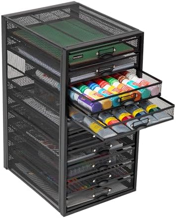 Mind Reader File Masa Düzenleyici, Ofis Malzemeleri Saklama, Çekmeceli Dikey Takı Kutusu, 10 Bölmeli, Güçlendirilmiş Tel, Siyah - Görsel 5