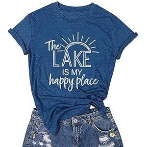 The-Lake-is-My-Happy-Place-T-Shirt-Women-Lake-Life-Shirt-Summer-Vacation-Short-Sleeve-Casual-Tee-Top KNEYATTA The Lake is My Happy Place T Shirt Women Lake Life Shirt Summer Vacation Short Sleeve Casual Tee Top Blue