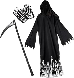 Holibanna 1 Conjunto Terno De Halloween Manto Com Capuz Preto Luvas Extravagantes Fantasias Para Adultos Manto De Halloween Fantasma De Traje Sombrio Manto De Halloween Traje