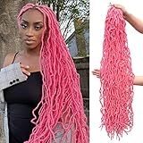 36 Inch 1 Pack Soft Locs Crochet Hair Color Pink Whole Strand No Extended Long New Faux Locs Pre-looped Super Lightweight Synthetic Hair Braids For Black Women (36inch, 1pack, Pink)