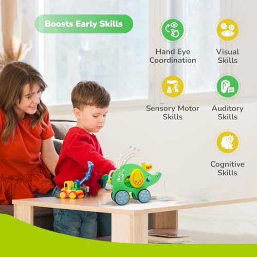 Image of R for Rabbit Orapple Trunky Musical Pull-Along Toy for Baby with Lights & Smooth Wheels |Encourages Walking, Balance & Coordination | Motor Skill Development 12+ Months Kids (Green Yellow)