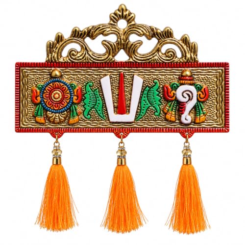Tirupati Shankh Chakra Namah Door Hanging | Metal Wall Decor with...