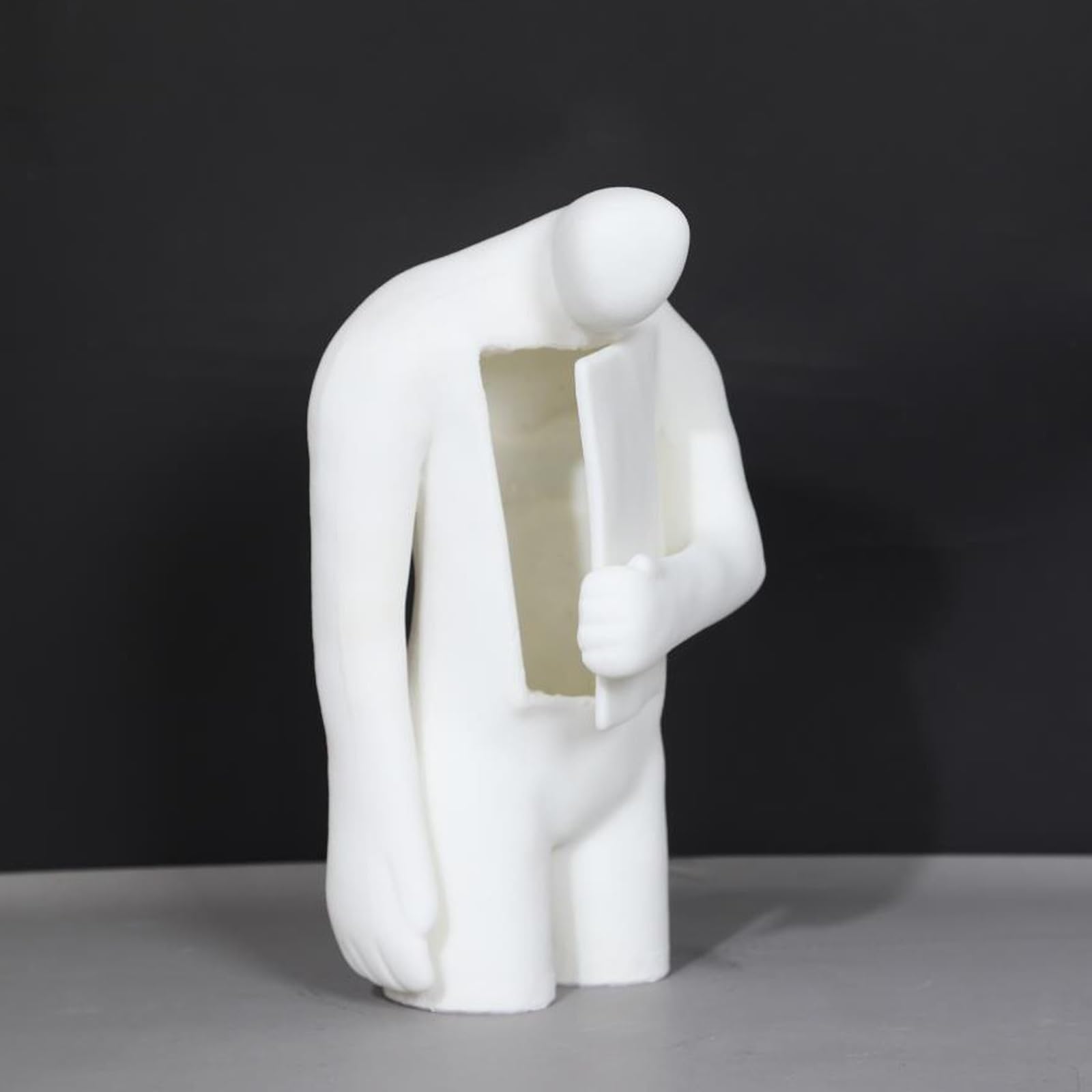 Twórcza rzeźba abstrakcyjna, ceramiczne rękodzieło artystyczne, nowoczesne posągi postaci, wystrój kącika czytelniczego biblioteki, prezenty dla łośnika książek, dekoracje półek w biurze domowym
