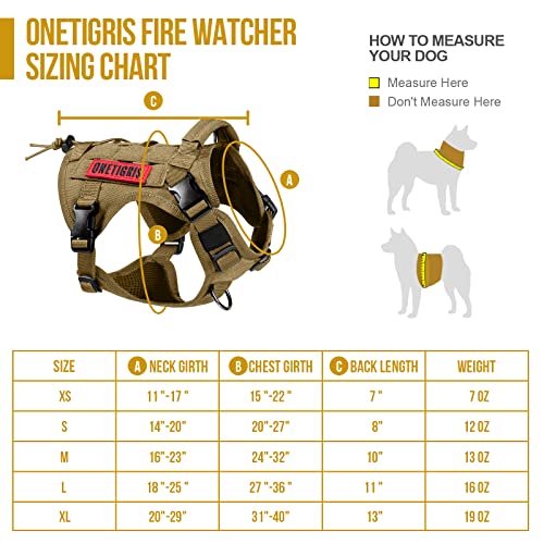 OneTigris Peitoral para cães Tactical Dog Harness Fire Watcher Comfortable Patrol K9 Vest (Marrom, G