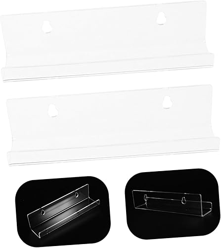 Miniatura 5 de Yardwe Estantería colgante transparente, estante flotante de acrílico transparente, 4 unidades, 7 estantes montados en la pared, estante invisible,
