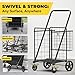XING LANG 4.5 Cu Ft Folding Shopping Cart - 420 LB Capacity Grocery Cart with 360° Braked Swivel Wheels - Heavy Duty Utility Cart with Double Basket & Removable Waterproof Liner with Lid for Laundry
