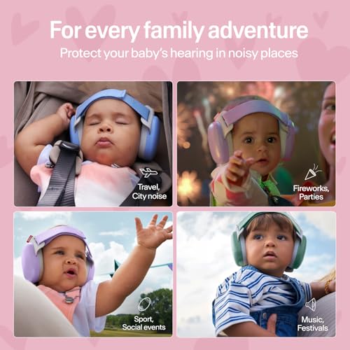Image of Alpine Muffy Baby Comfort Noise Cancelling Headphones 48 Months Hearts 24 | Adjust Size as Growing | Double Strap | Secure Fit | Soft Pads | 24dB