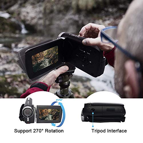 Kids Camcorders Video Camera FHD 1080P 24.0MP 2.8 Inch LCD 270 Degrees Rotatable Screen 8X Digital Zoom Camera Vlogging Camera Video Recorder for Kids(Black) - Image 6