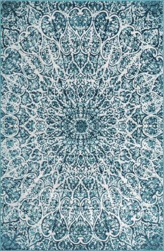 Tapete decorativo Rugs.com Monte Carlo 5 x 8 ft Turquesa miniatura 2