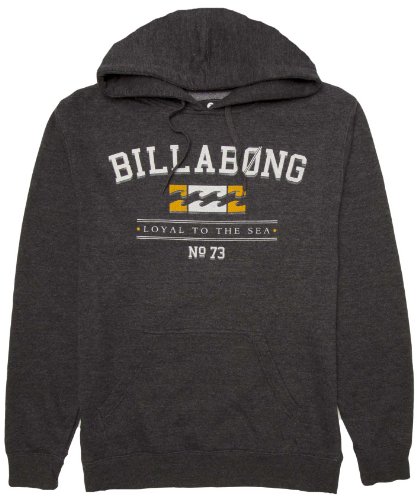Billabong Men's Session Pull Over Hoodie, Black Heather, Large