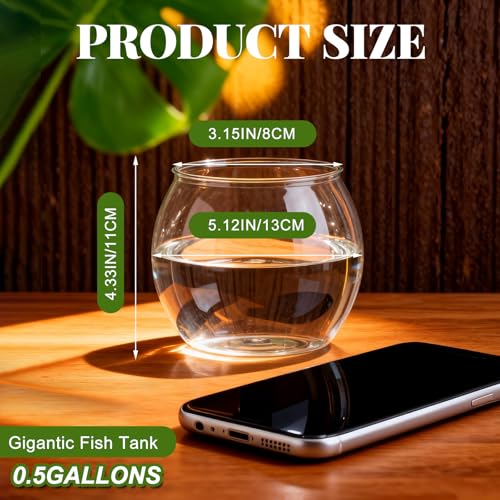 Image of Geelin 0.5 Gallon Plastic Fish Tank Large Bowl Shatterproof with Crystal Clear Clarity for Terrarium, Flower Vase Centerpiece Gift for Fish Lovers (Round)