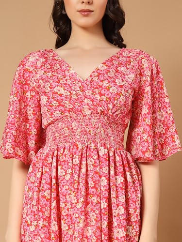 Image of ZWERLON | Beautiful Floral Pattern | Midi Length | Eye-Catching Design | Perfect for Casual |Flattering Fit and Soft | Comfortable Fabric