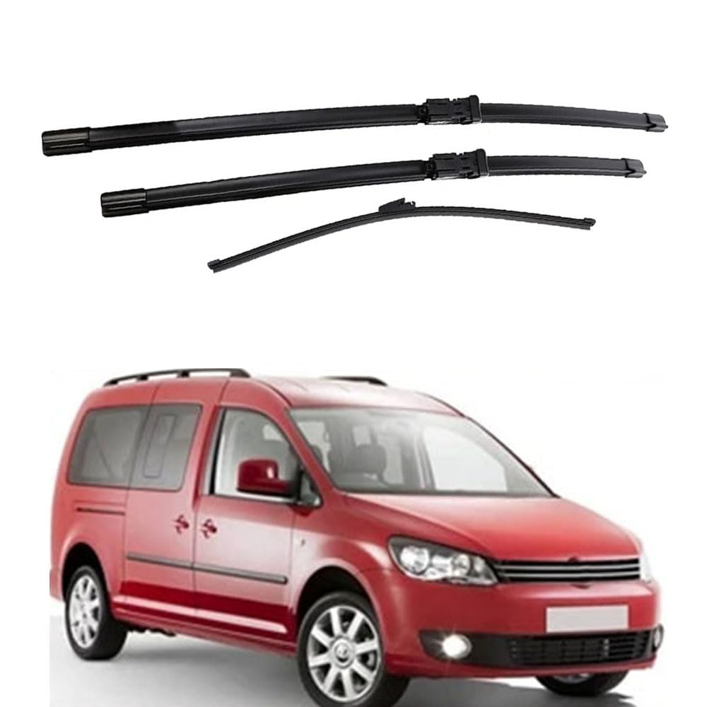 Zestaw wycieraczek przednich tylnych do Caddy 2008-2014, gumowa wycieraczka do czyszczenia szyb 24 "18" 16"