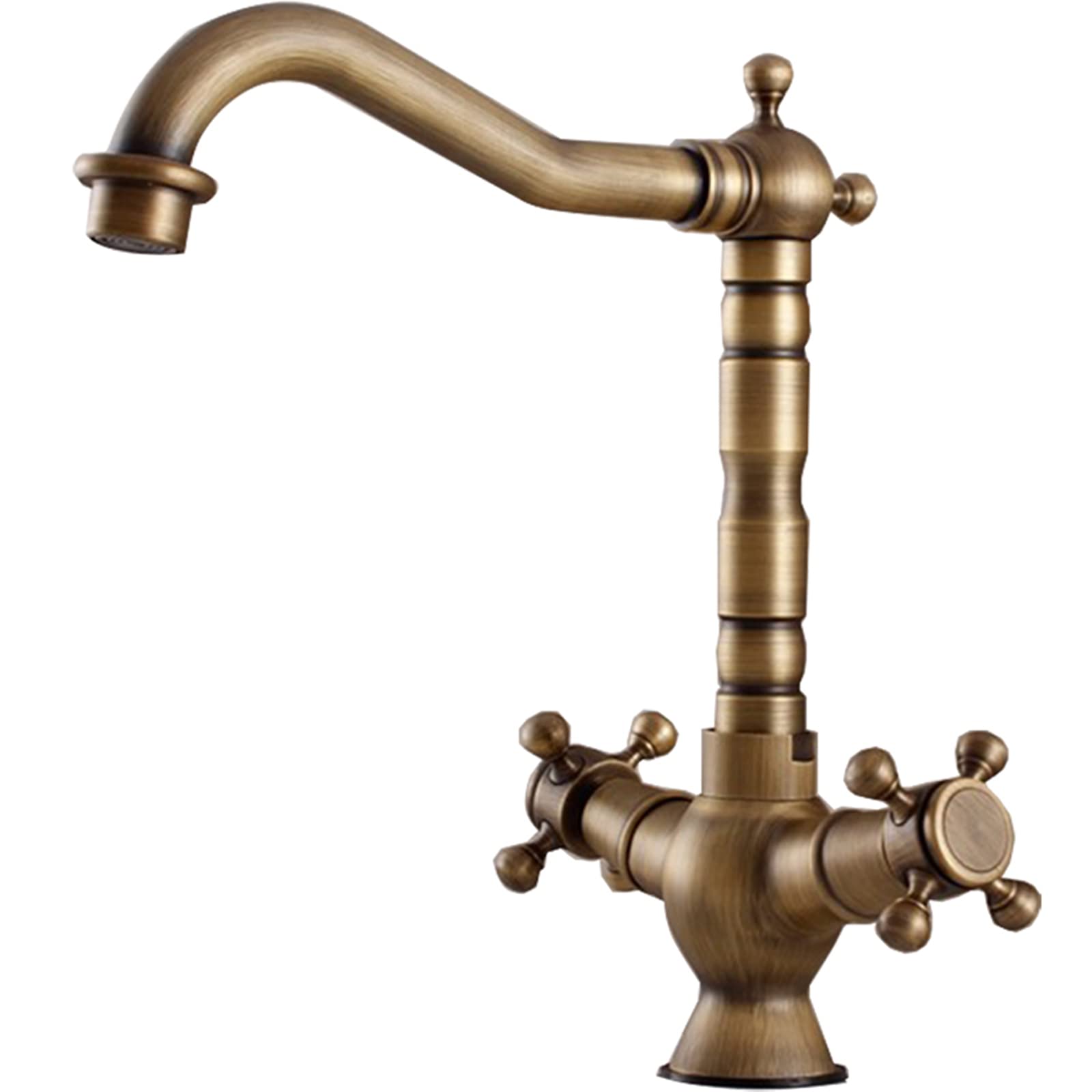 Robinet de lavabo de salle de bain laiton double poignée trou unique