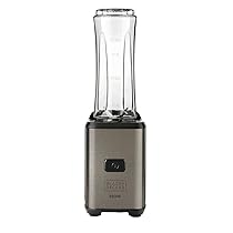 BLACK+DECKER BXJBA350E – Mini Frullatore 350W | Smoothie e Milkshake | 2 Bottiglie da 600 ml Senza BPA | Coperchi Ermetici | 4 Lame in Acciaio Inox | Finitura Nera e Inox Anti-Impronte