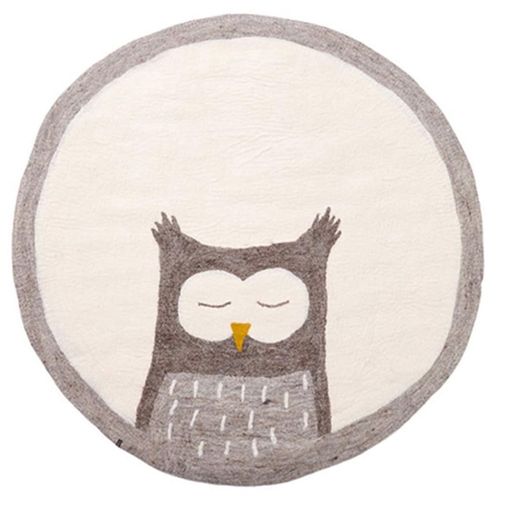 Tapis Doux Modernes adaptés à la Chambre à Coucher des Enfants Décor à la Maison Décoration Tapis Rampant pour Bébé Tapis Anti-dérapant Round Cartoon White Rug Animal Lion (Blanc 3, 120x120cm)