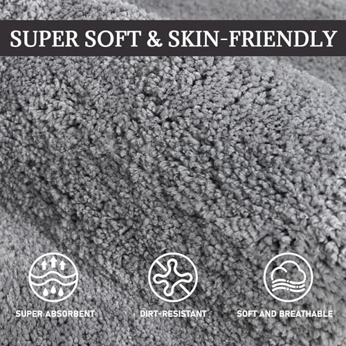 PROOVEELLY Gray Bathroom Rugs 59.1"x23.6", Extra Soft Absorbent Thick Shaggy Bath Rugs, Non Slip Quick Dry Bath Mat, Machine Washable Bath Rugs for Bathroom, Microfiber Rugs for Shower Bathtubs — view 2