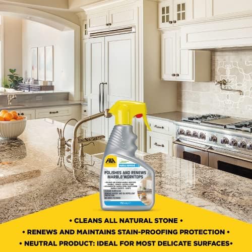 FILA Surface Care Solutions, MARBLE REFRESH, Marble Cleaner for Worktops, Polishes and Renews Kitchen Worktop, ideal for Granite, Quartz and All Natural Stone, Stain Remover, 750ml
