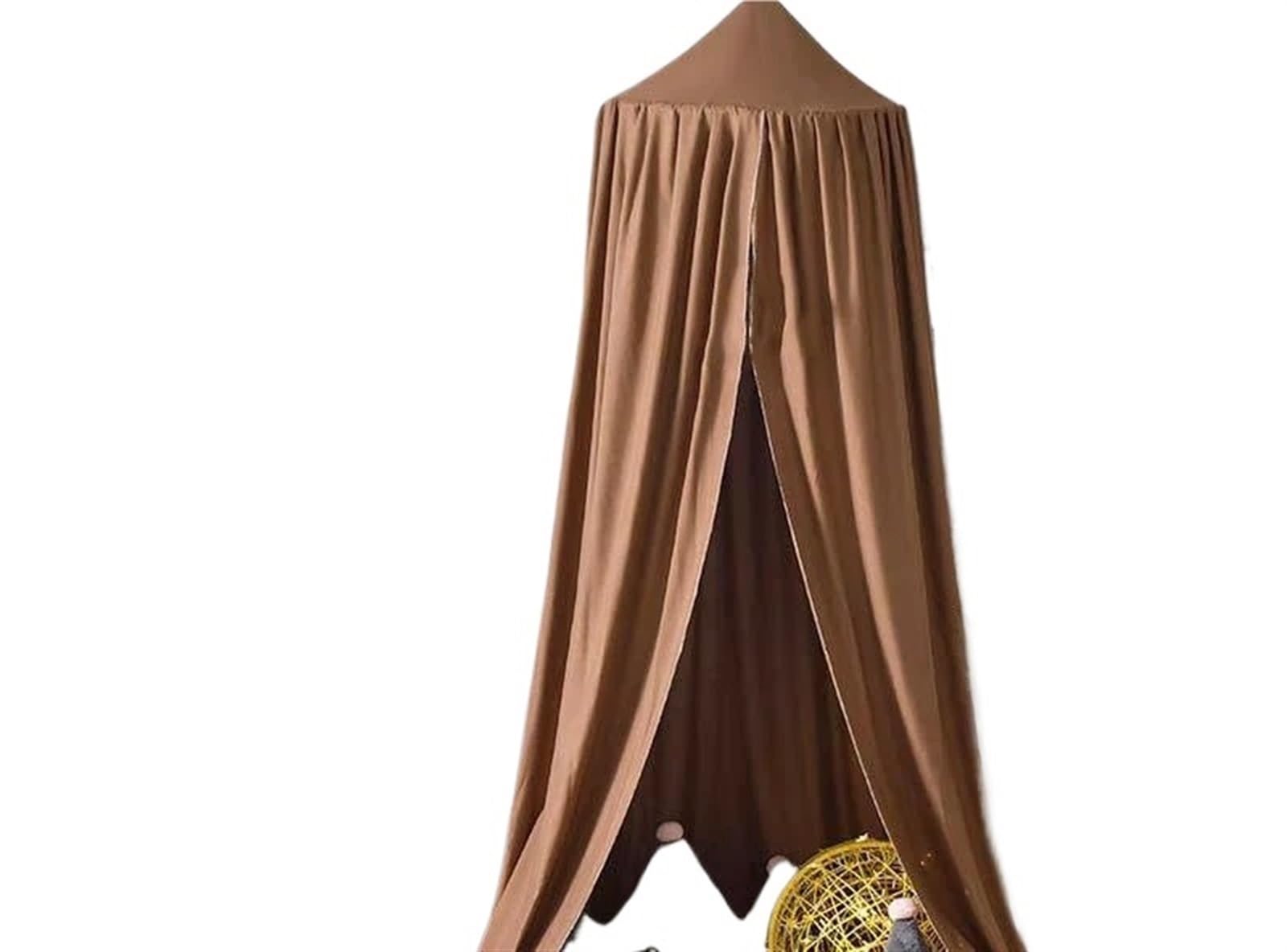 LSNNMU Mosquito Net Bed Canopy Curtain Tent Hanging Round Play Room Decor For Bed(Coffee)