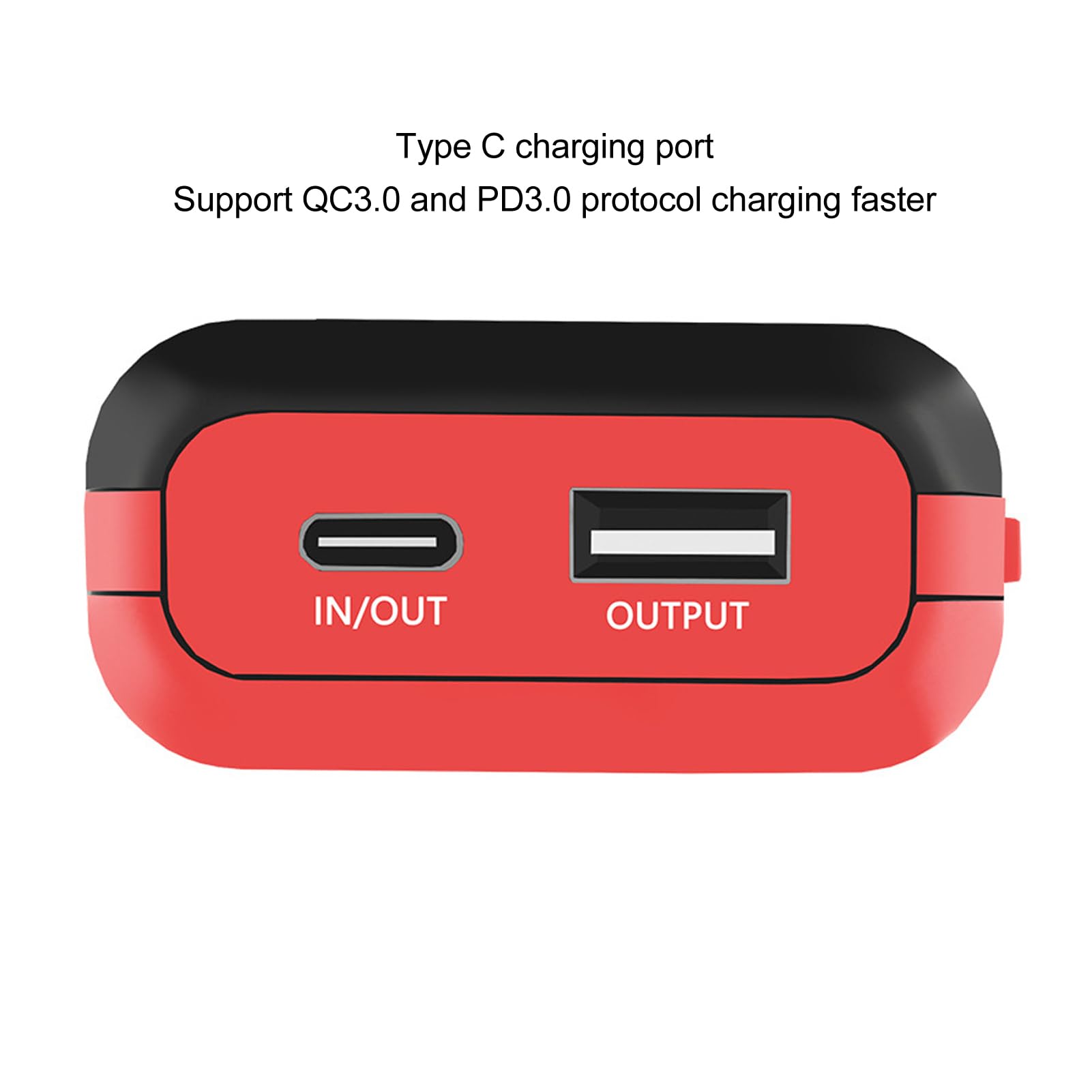 Chargeur Rapide Double Rôle PB2S Type-C, Chargeur de Batterie LCD Portable Universel pour Batterie Rechargeable Li-ION 3,6 V 3,7 V Compatible 18700 20700 Rouge