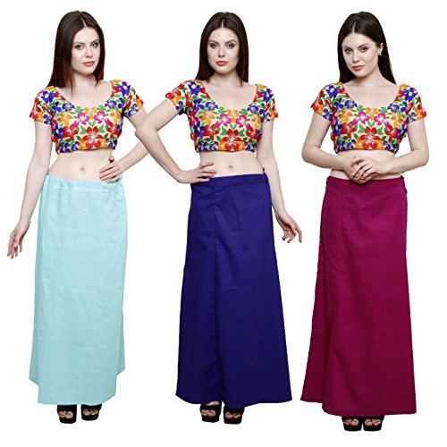 Image of Pistaa combo of 3 Women's Cotton Best Indian Readymade Inskirt Saree petticoats
