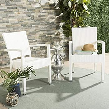 Alternative view of Safavieh PAT4004D-SET2 Outdoor Collection Kelda White Stacking Arm Chair