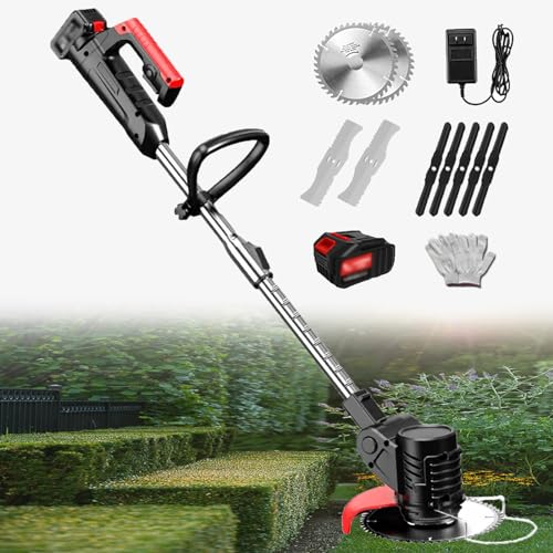 Cortacésped eléctrico para el hogar, batería de litio recargable para exteriores, desmalezador portátil, agricultura, recortador de huerto de arbustos de mano, adecuado para granja, pasto 24V/2.0Ah