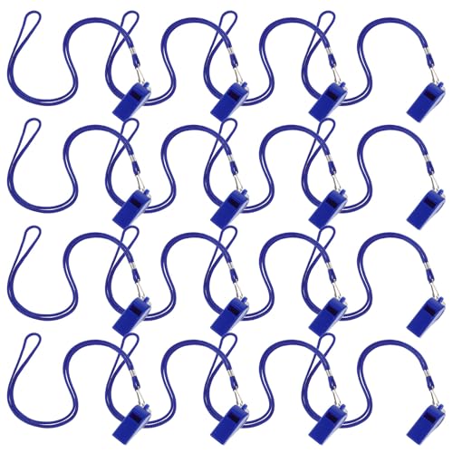 BUGUUYO Sifflets de Survie Puissants et Sifflets d'Arbitre de Football Bleu Lot de 36 en Plastique Cordon pour Randonnées, Camps Sportifs et Entraînements