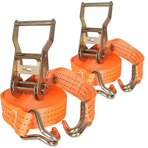 LOLYSIC Lot de 2 sangles de serrage 6 m avec cliquet, 2 000 kg, résistantes à la rupture cargo pour déplacer et sécuriser les engins de fret et les motos Cover