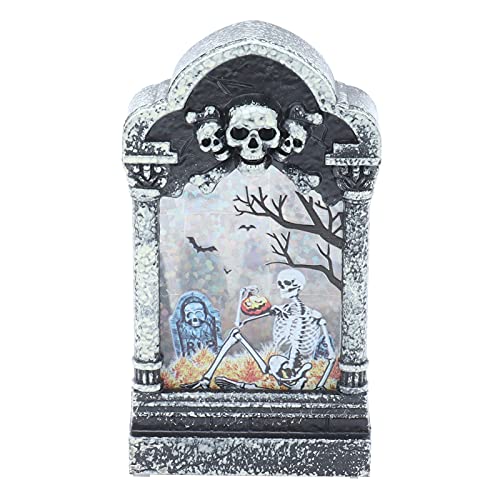 Lampe en forme de pierre tombale d'Halloween pour décoration extérieure – Lampe portable, et décorative pour bar, fête, maison – Accessoire...