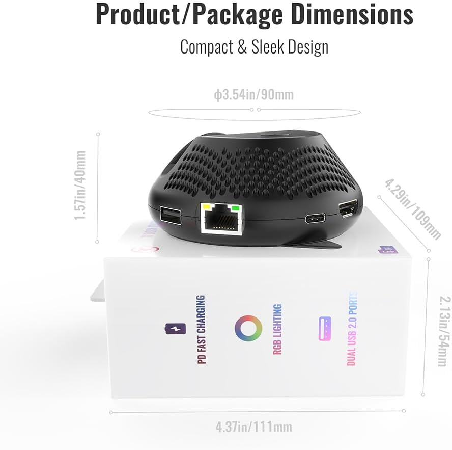 Circular Portable TV Dock for Switch 2 Console: NS2 Video Conversion Dock with RGB Light
