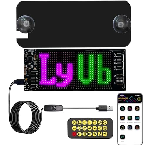 Meskliu Flexible 7x3'' Car LED Sign - Bluetooth APP Control,USB 5V DIY and Text Programmable Animated Signs Matrix Panel,Scrolling Display for Parties, Weddings,Cars,Window Ads