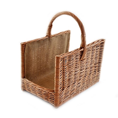 MyBer® K6-205_G-J - Cesta de mimbre para leña (mimbre reforzado), color marrón