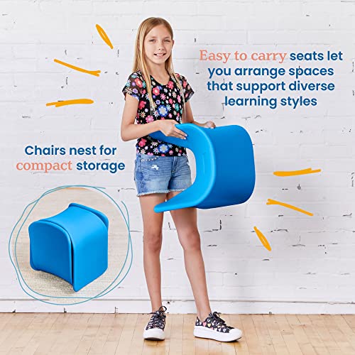Image of ECR4Kids Wave Seat Perch Stool, 14in - 15.1in Seat Height, Flexible Seating, Blue, 2-Pack