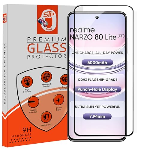 Image of Premium Tempered Glass Screen Protector Guard Compatible For Realme NARZO 80 Lite 5G (6.67 Inch, Pack of 1) | Edge to Edge Coverage With Easy to installation kit for Smartphone