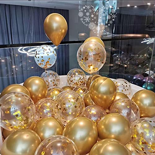 Image of 12 inch Metallic Gold Balloons, 60 pcs Thick Chrome Gold Balloons Latex Balloons for Party Decorations (12inch Gold)