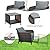 LEVELEVE Balcony Furniture 5 Piece Patio Conversation Set, PE Wicker Rattan Outdoor Lounge Chairs with Soft Cushions 2 Ottoman&Glass Table for Porch, Lawn-Brown Wicker