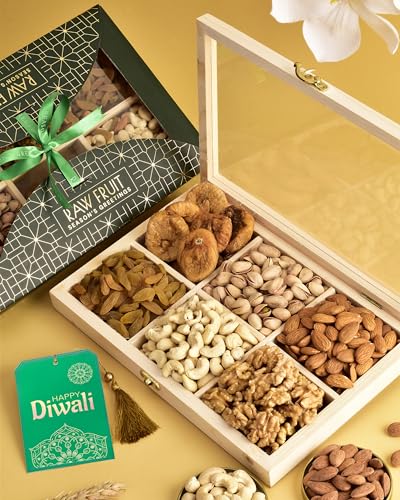 HYPERFOODS Diwali Gifts Dry Fruits and Nuts | Diwali Gift Hamper Dry Fruit Gift Pack | Diwali Gift Items for Corporate Gifts | Almond Cashew Pista Walnut Raisins Anjeer Wooden Lid Box with 6 Dry Fruit (B099DXB3MB) Amazon Price History, Amazon Price Tracker