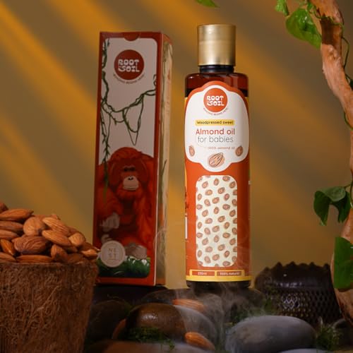 Image of ROOT and SOIL Wood-Pressed Sweet Almond Oil - 200ml Refill Pack | Save More on Your Favourite | Baby Massage Oil | Wood-Pressed Pure Almond Oil | 0+ Months | No Preservatives | Phototherapy Support